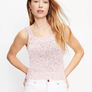 NWT Loft Marled Cropped Sweater Tank Pink Melange XS